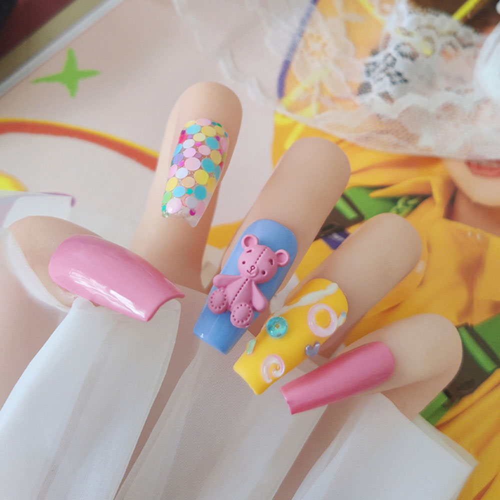 Mxbeauty Ornamen 3d Bentuk Biskuit Beruang Warna Permen Gaya Jepang Untuk Dekorasi Nail Art