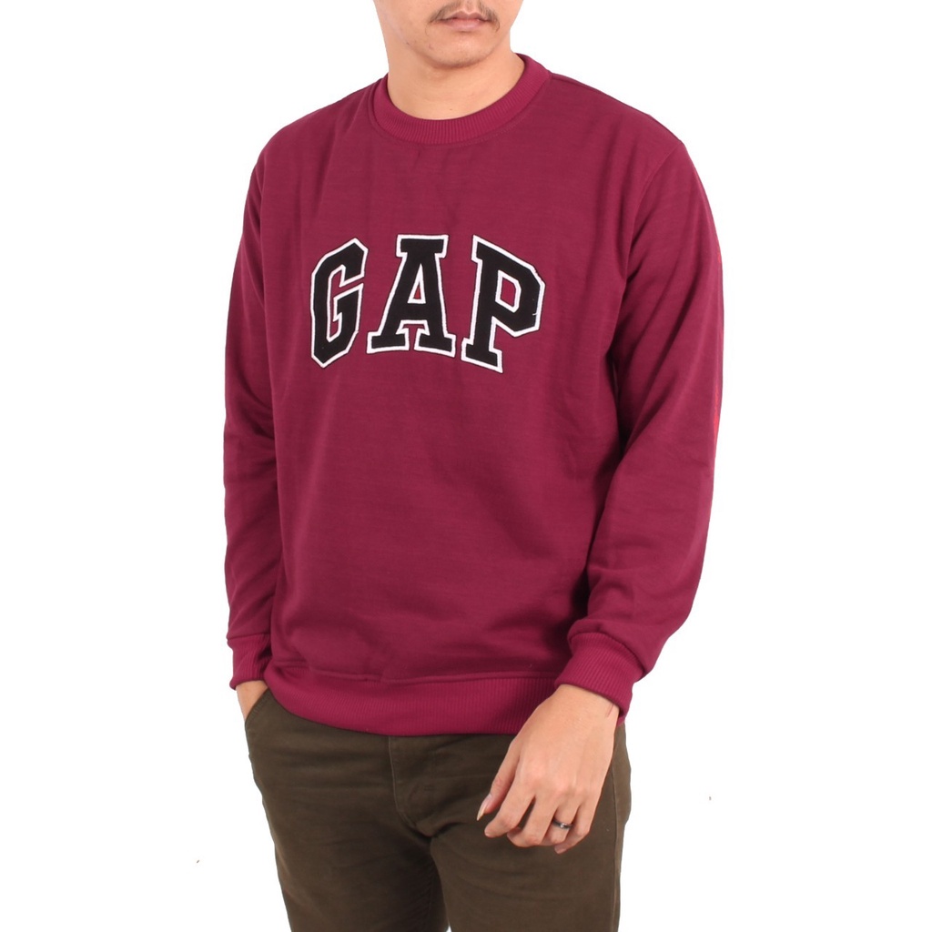 CREWNECK GAP CREAM BORDIER SWEATSHIRT UNISEX CEWEK COWOK TERLARIS