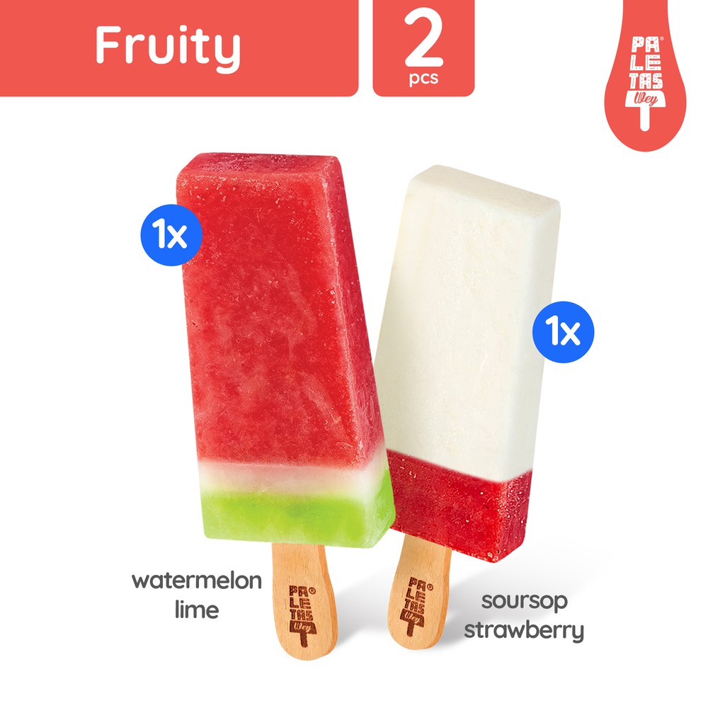 

Es Krim Paletas Wey 1 Pcs Watermelon Lime & 1 Pcs Soursop Strawberry