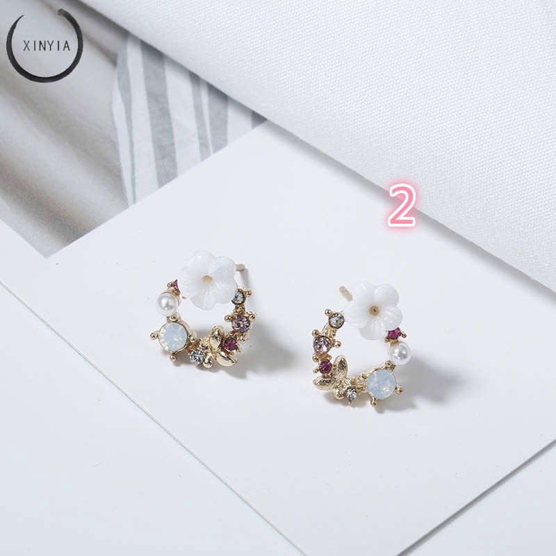 [Bayar Di Tempat] Anting Tusuk Bentuk Bunga Bahan Silver S925 Untuk Wanita R78