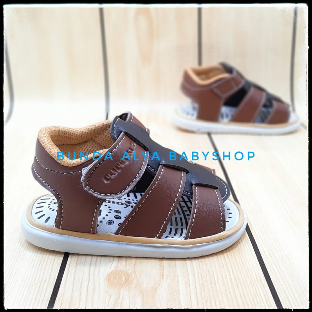 Sendal Anak Laki 1 Tahunan COKLAT Bunyi Toet - Sandal Anak Cowok Anti Licin Alas Karet Size 24 - 25