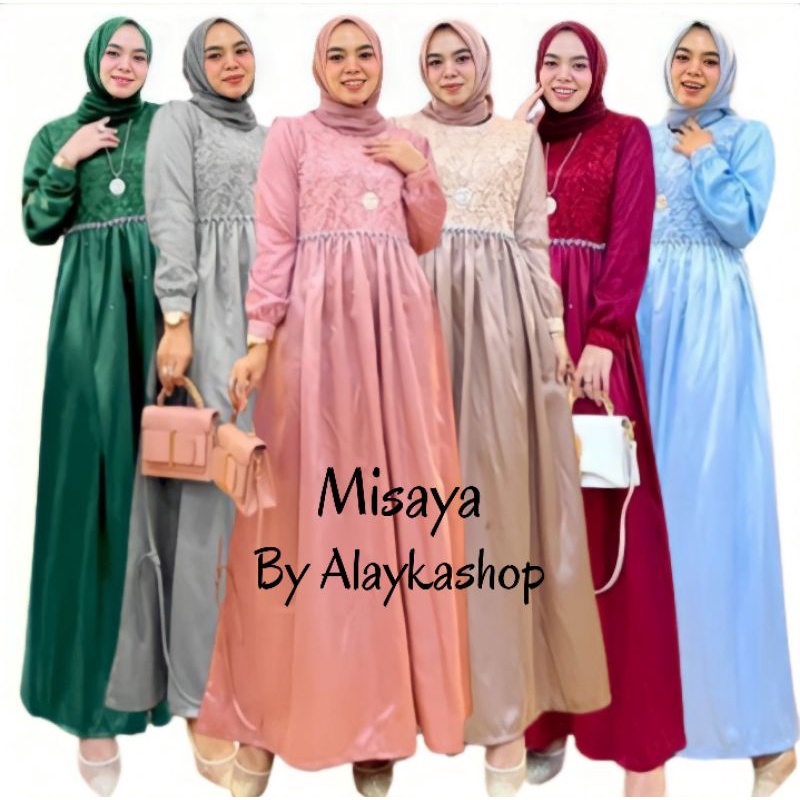 GAMIS MISAYA UKURAN M L XL SERAGAM BUSANA MUSLIM GAUN WISUDA SERAGAM BRIDESMAIDS BAJU SARIMBIT KELUA