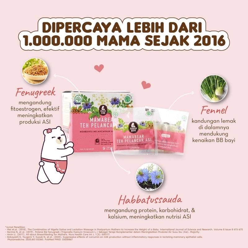 Mamabear ASI booster tea / teh penambah / pelancar ASI Mama Bear isi 20pcs ASLI !! FREE BUBBLE WRAP