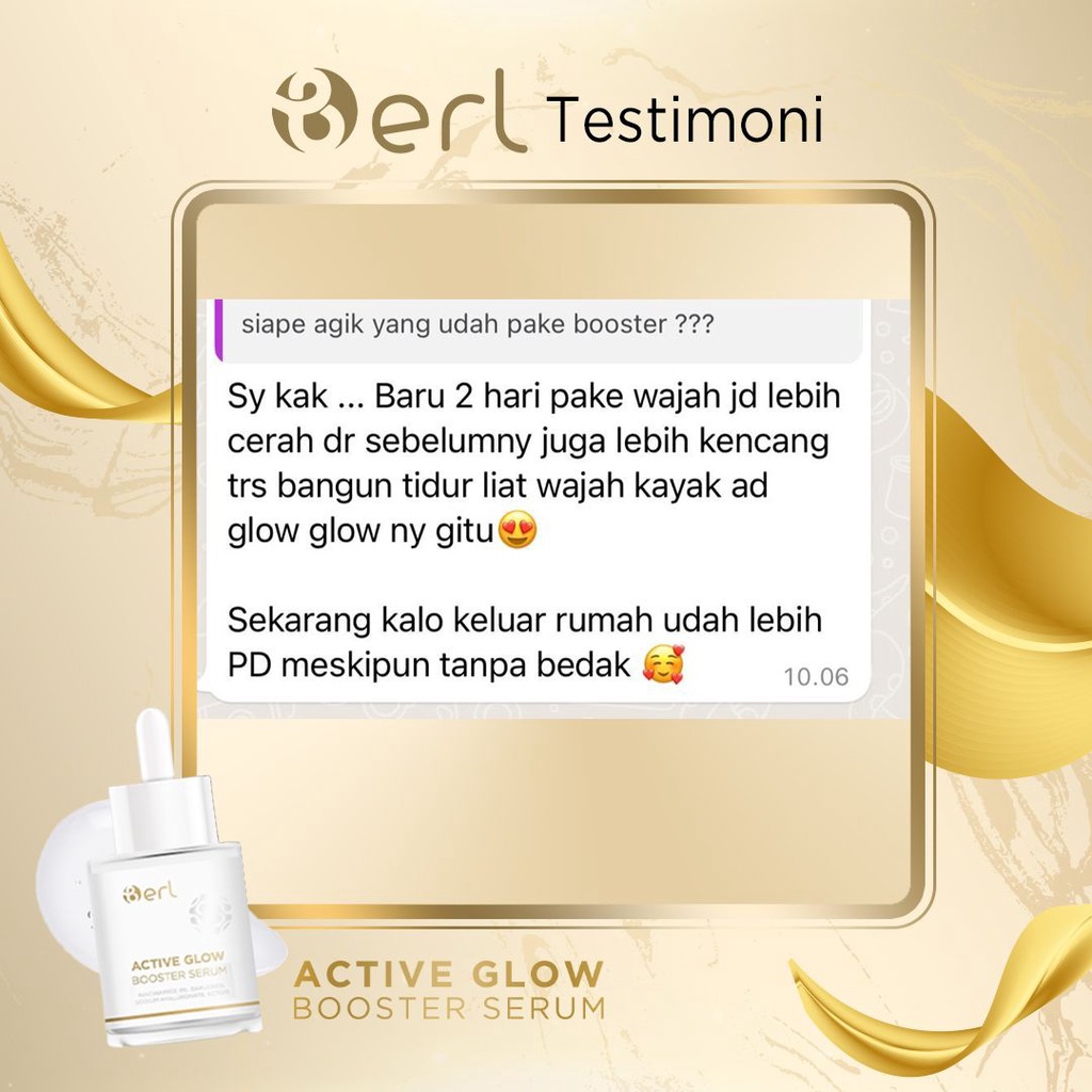 B ERL Active Glow Booster Serum | B ERL Cosmetics Pre Serum | Memperkuat Skin Barrier | Mencerahkan &amp; Melembabkan Kulit