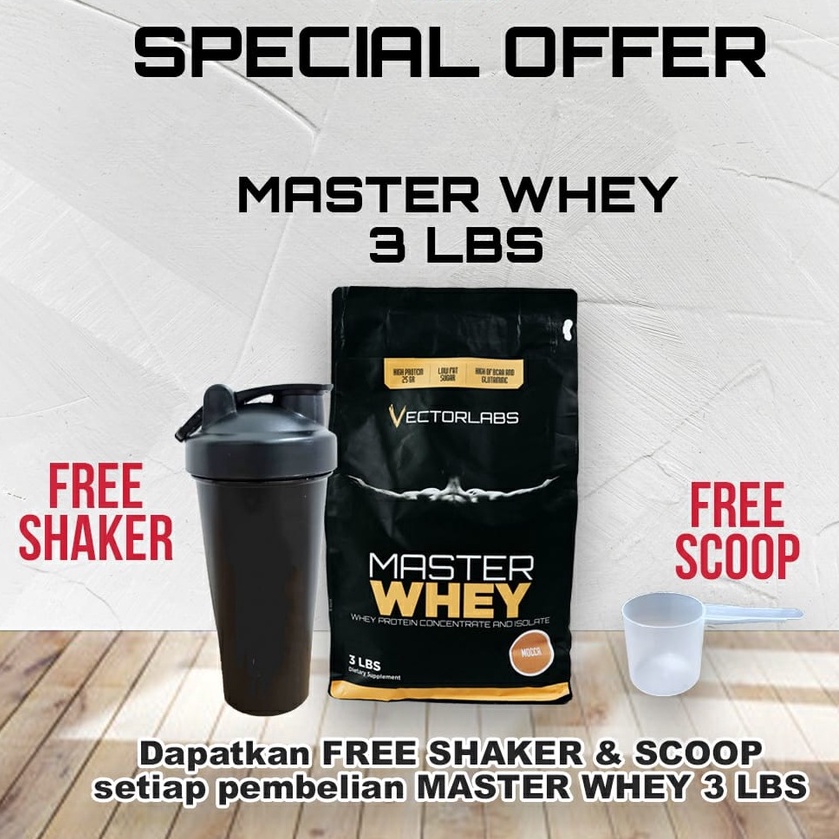 Jual MASTER WHEY VECTORLABS 3 LB LBS BONUS SHAKER & SCOOP WHEY PROTEIN