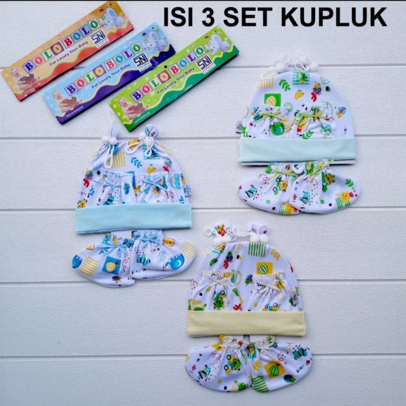 3 SET PITA Topi Bayi sarung tangan bayi Newborn Asyam Baby Wear