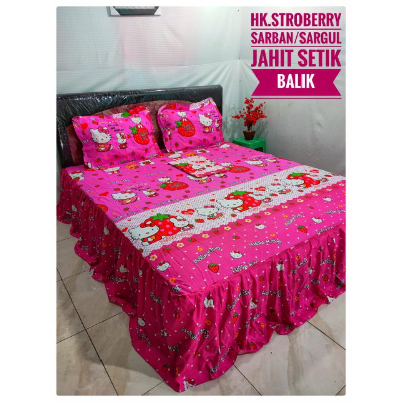 Sprei homemade Rumbai HK strawberry , HK apple , kharisma , gold floral , red shabby