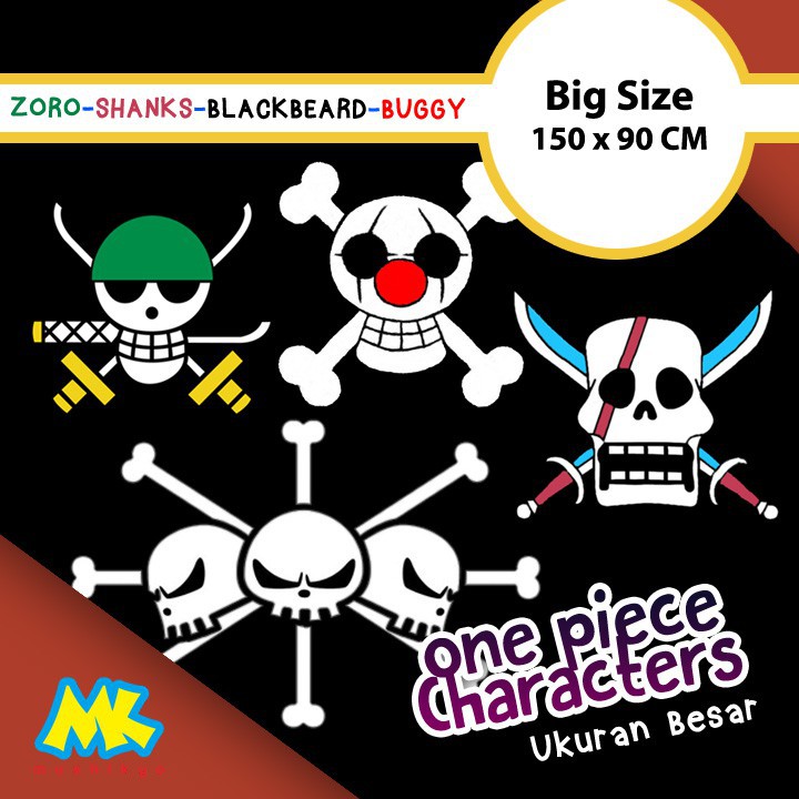 Bendera One Piece karakter ukuran besar / Zoro Shanks Blackbeard Buggy