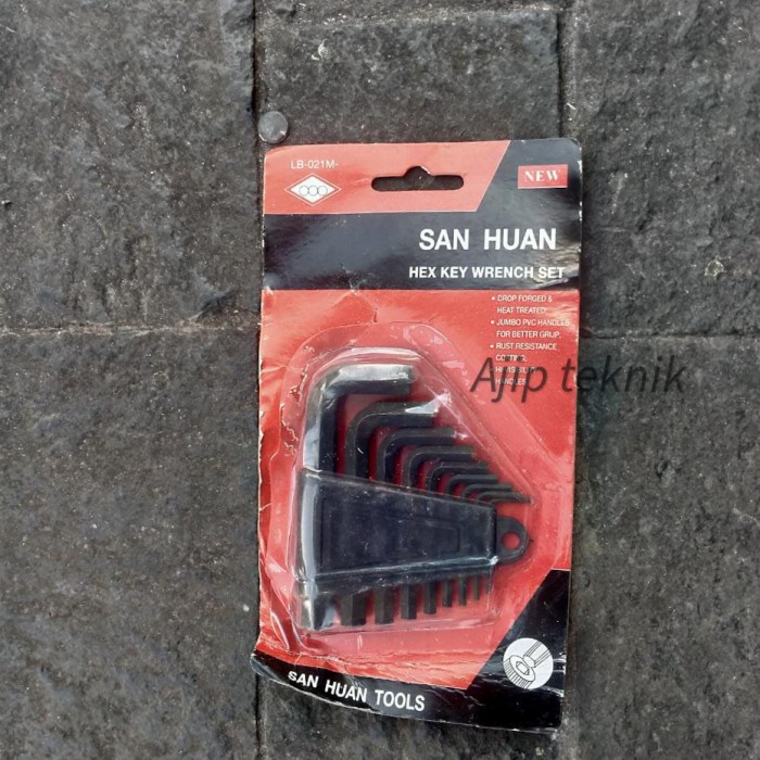 Kunci L pendek 9pcs sanhuan hitam