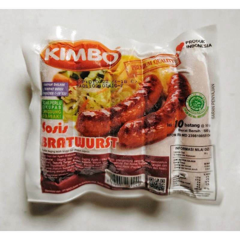 

Sosis Kimbo Bratwurst Isi 10 Pcs / 500 Gr