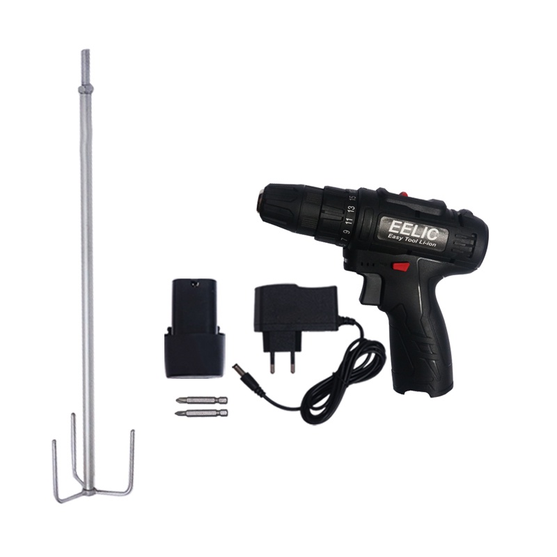 EELIC MEB-DC120 MIX Mesin Bor/Obeng Lithium Cordless drill + mata bor pengaduk 3CABANG diameter 10mm