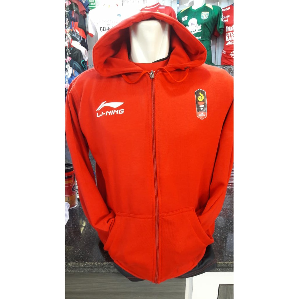 JAKET HOODIE ZIPPER BADMINTON BULU TANGKIS TIMNAS INDONESIA LINING RED