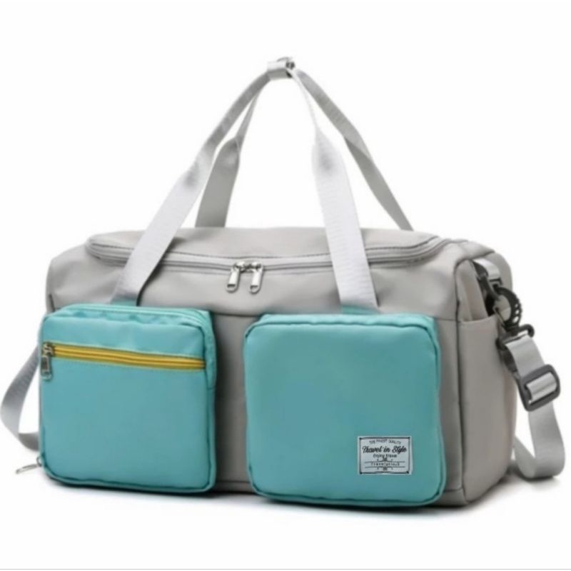 Korean Double Pocket Gym Travel Bag / Multifunction Pastel Duffle Bag