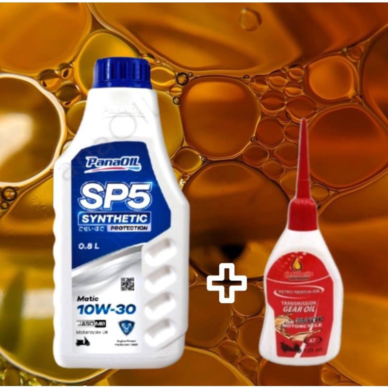 PAKET OLI PANAOIL SP5 SHYNTHETIC 10W-30 0.8L +  OLI GEAR PETROASIA 120 ML, 100% ORIGINAL