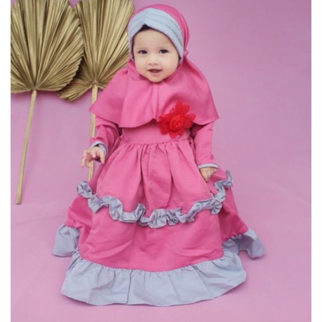 Callia gamis dress bayi 0 12 18 bulan balita anak cewek baby calia baby gamis pesta anak perempuan baju muslim anak dress muslim bayi baby flowy lebar