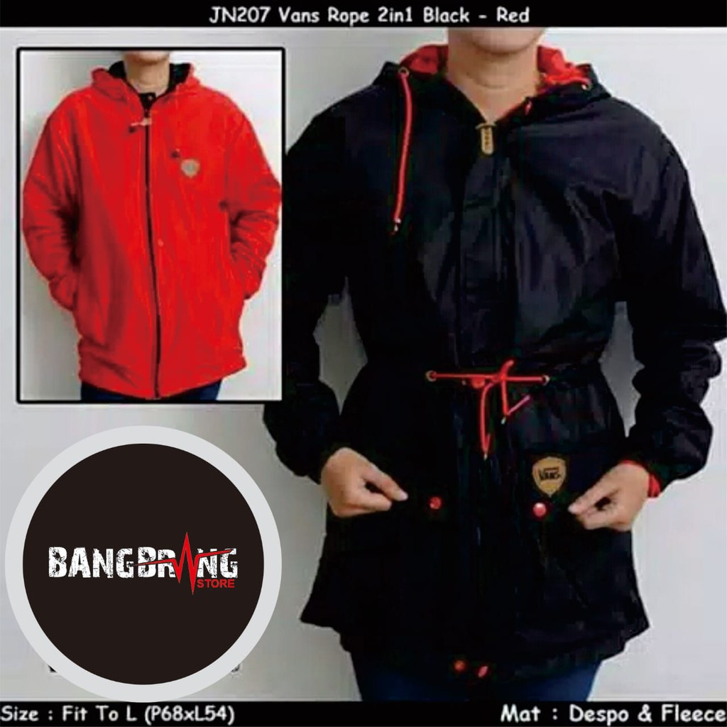 JAKET PARKA WANITA BOLAK BALIK JAKET WANITA PARKA BB MURAH JAKET PARKA CEWEK JAKET PARASUT WANITA-Hitam Merah