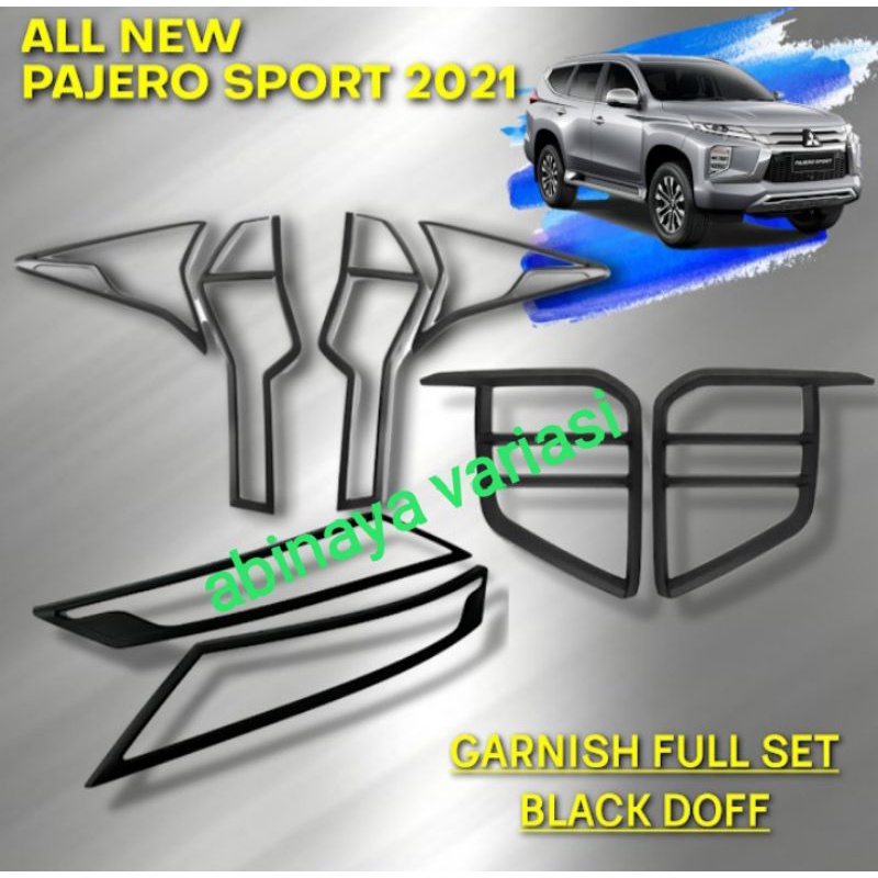 Paket Garnish All New Pajero Sport 2021 Garnis Depan Belakang Hitam Doff