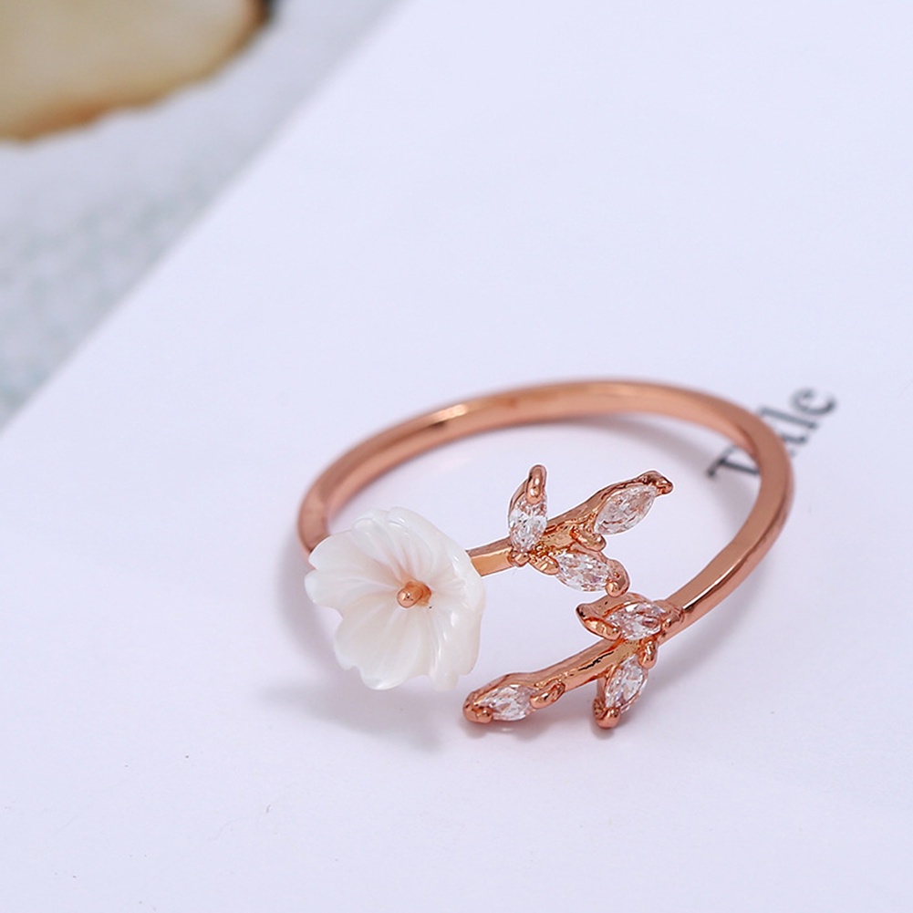 Hu Hu Hu Hu Hu Alat Bantu Pasang Kacamata♡ Cincin Wanita Model Terbuka Adjustable Desain Bunga Hias Zircon Untuk Pestahadiah