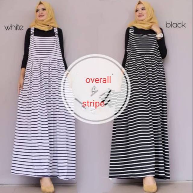 Egogo_shop Gamis Overall Stripe