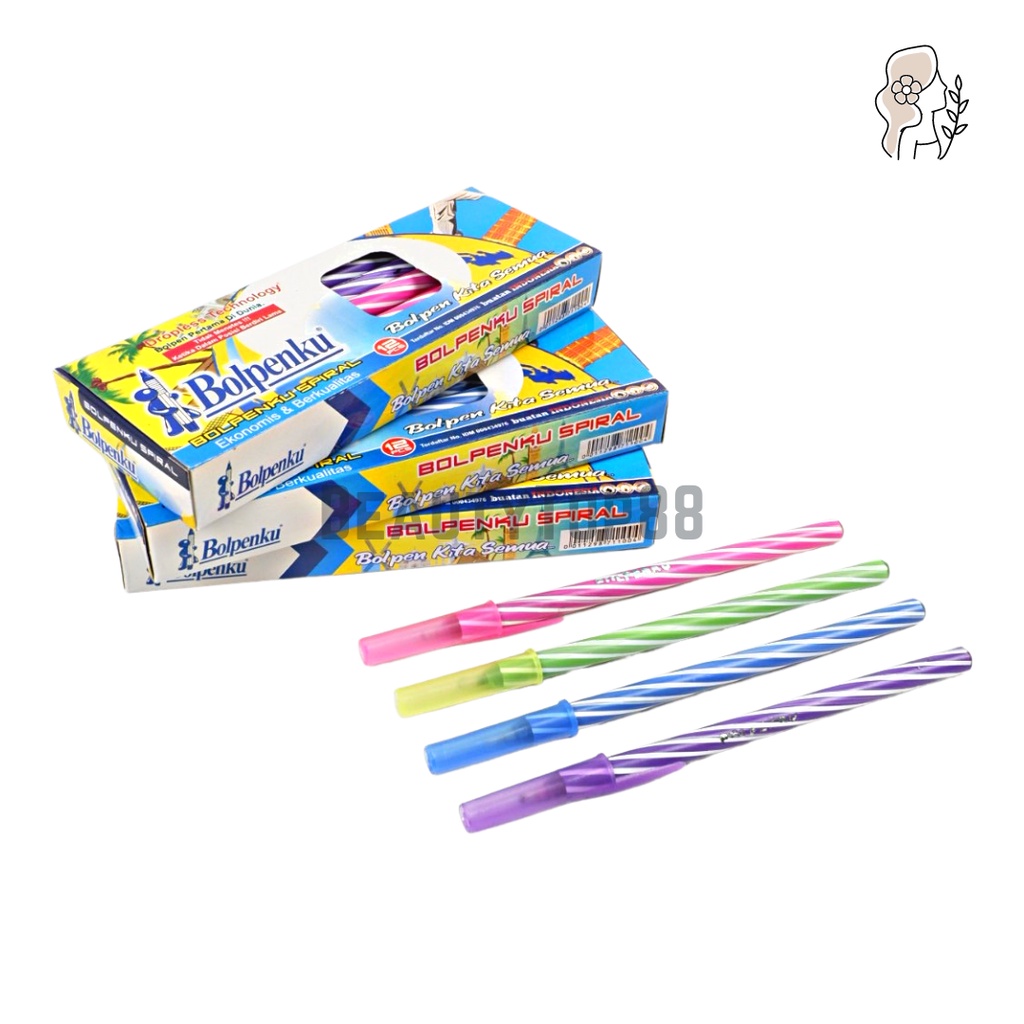 

Bolpenku Pulpen Lilin / Pen Ulir Pena Spiral Semi Gel Murah [PER LUSIN]