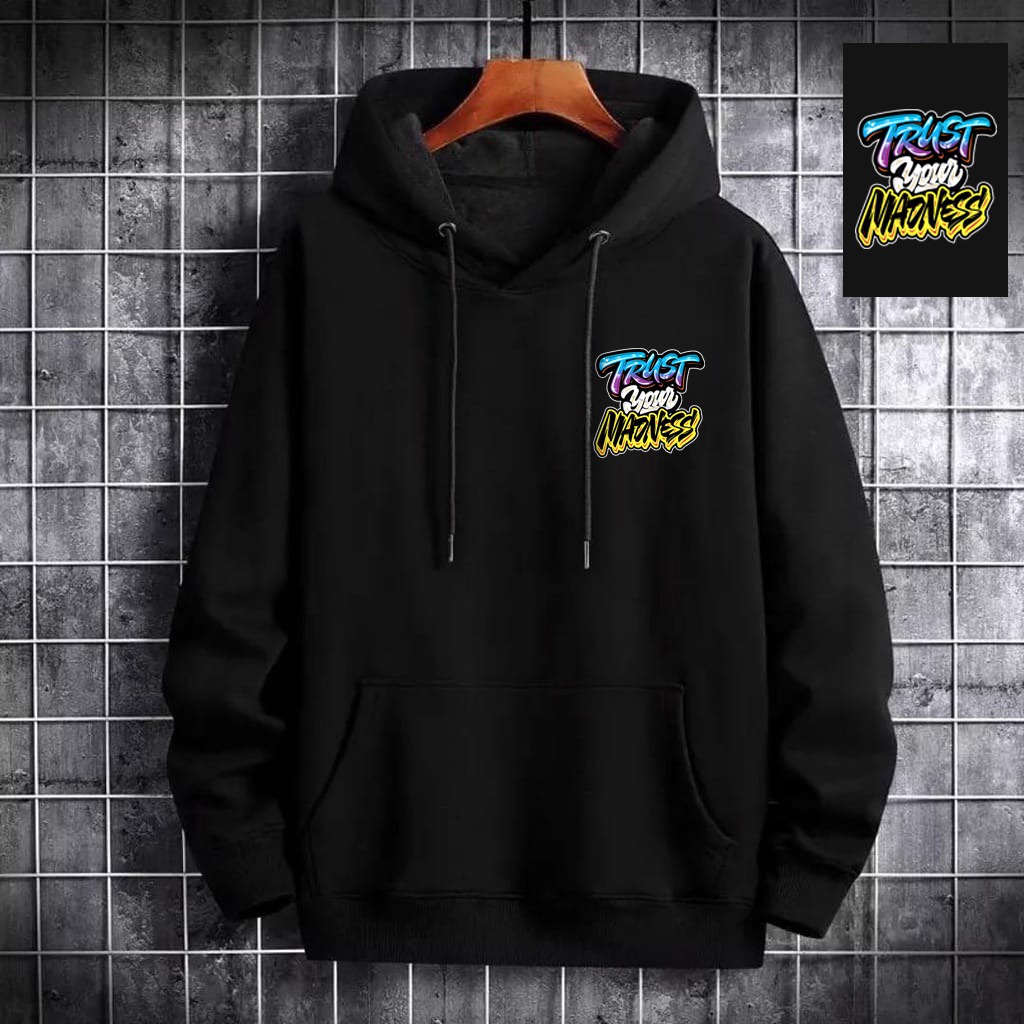 INDOSAN-SWEATER HOODIE TRUST-HOODIE DISTRO BAHAN FLEECE MOTIF GAMBAR DTF PRINTING-REAL PICT-BISA COD