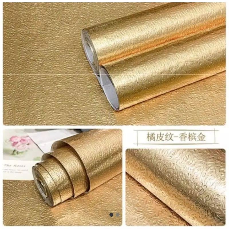 grosir murah wallpaper dinding dapur aluminium gold anti panas dan tahan air juga bisa untuk kamar