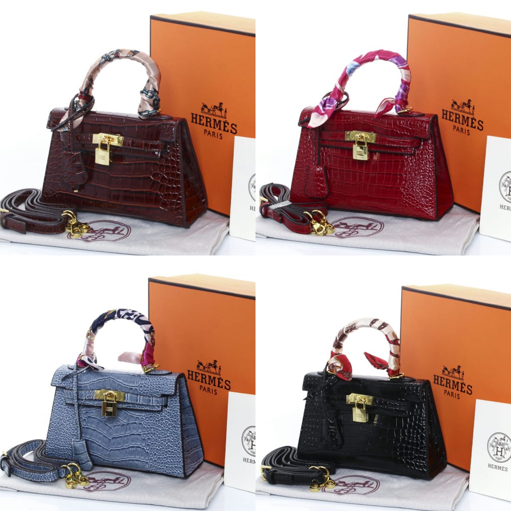 Supplier Tas Branded Tas Kelly Mini Croco Leather Seprem Box 356