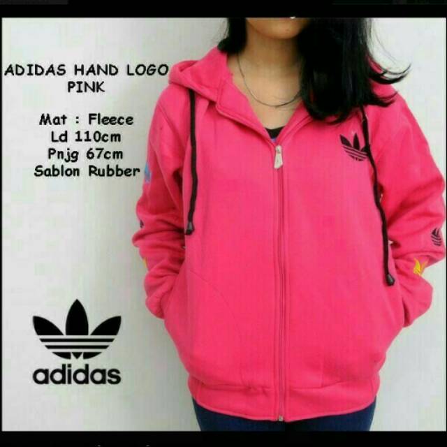 Jaket adidas hand logo pink