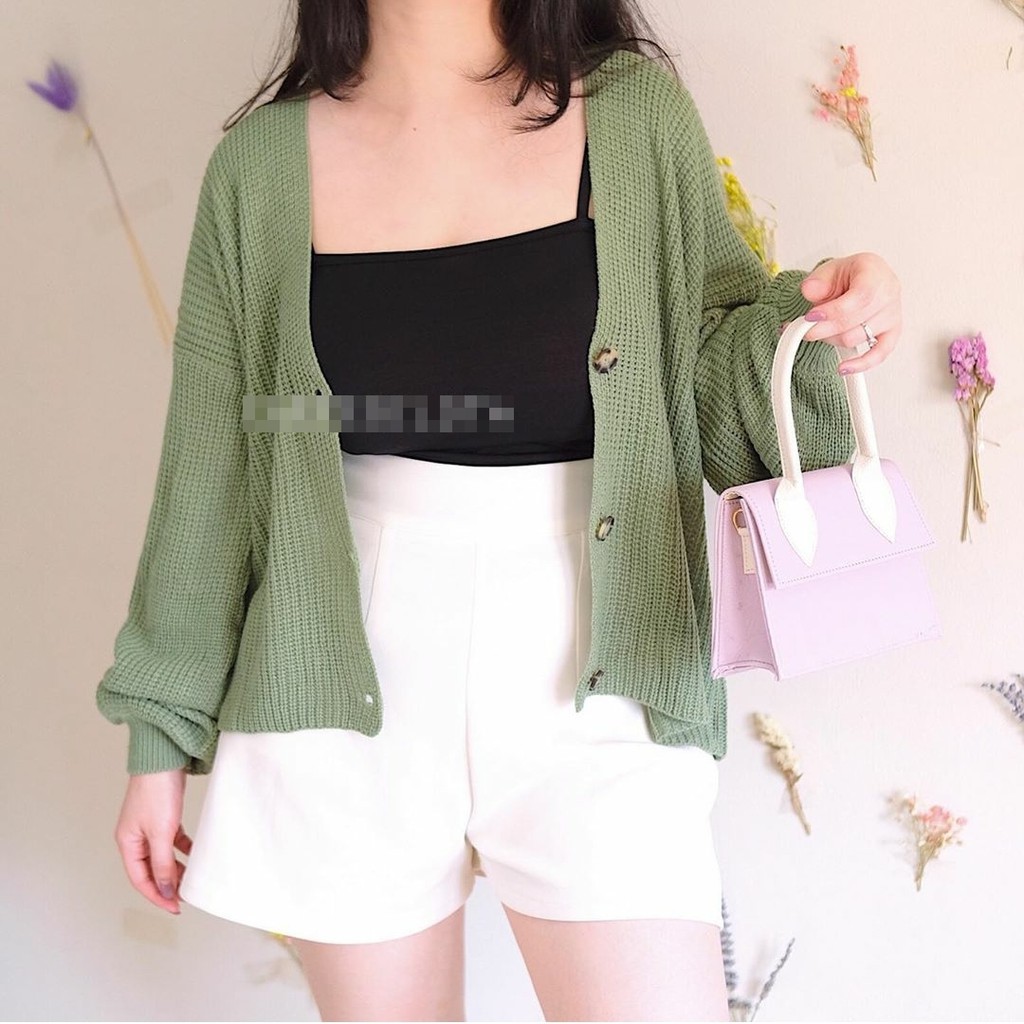 Vina Knitted Cardigan ( Kardigan Rajut Kancing Lengan Balon )