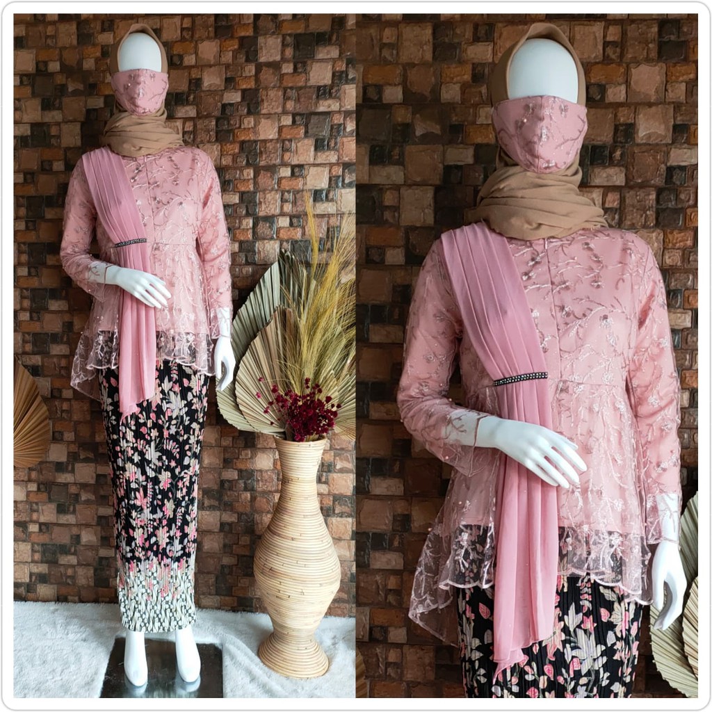 SET KEBAYA PUTRI SELENDANG+MASKER