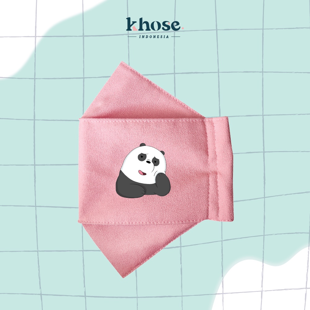 KHOSE Masker Kain 3D 3Ply DEWASA Water Resistant PANPAN / MASKER KEKINIAN WE BARE BEAR