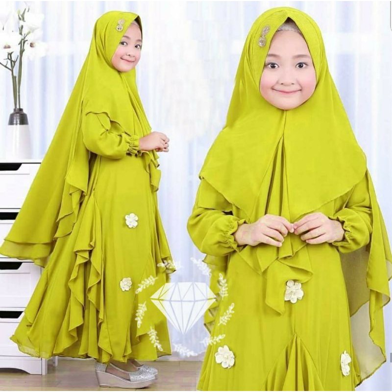 PCS SYARI KAYLA KID KR FASHION PAKAIAN ANAK PEREMPUAN BAHAN WOLFIS ADA VIDEO REVIEW PRODUK