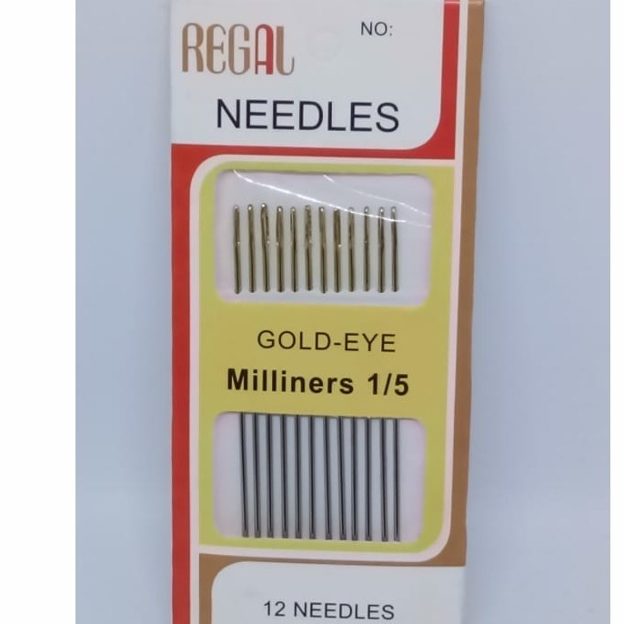 JARUM JAHIT TANGAN REGAL GOLD EYE MILINERS 1/5 isi 12pcs