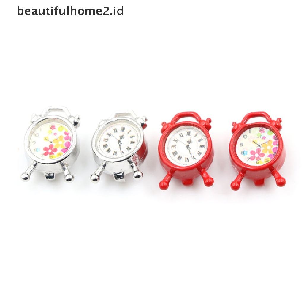 (beautifulhome2.id) Miniatur Jam Alarm Skala 1: 12 Untuk Dekorasi Ruang Tamu Rumah Boneka