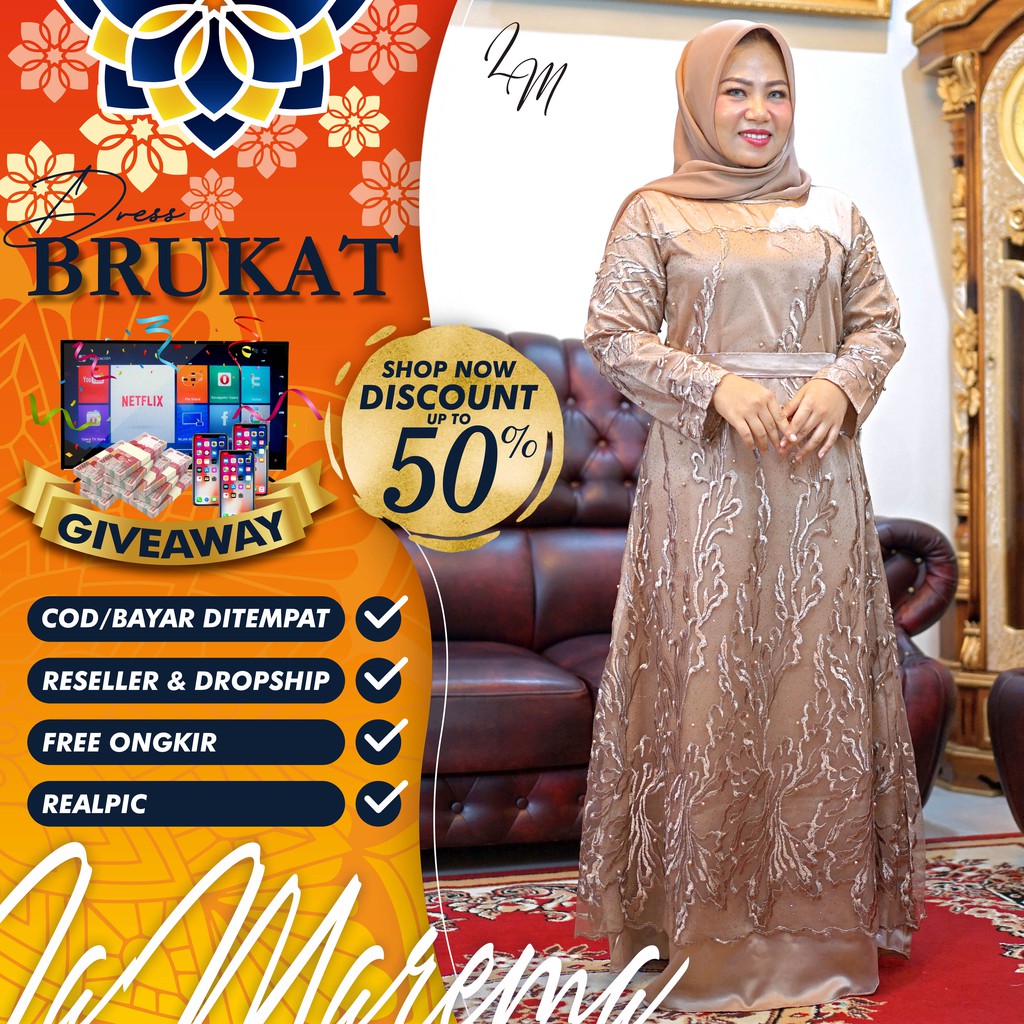 Dress Gamis Brukat Terbaru Brokat Pesta Mewah Elegan Carissa Maxmara