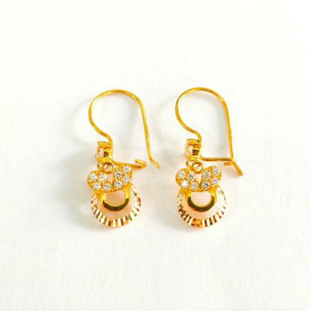 Anting bulat Thailand Panjang Emas asli