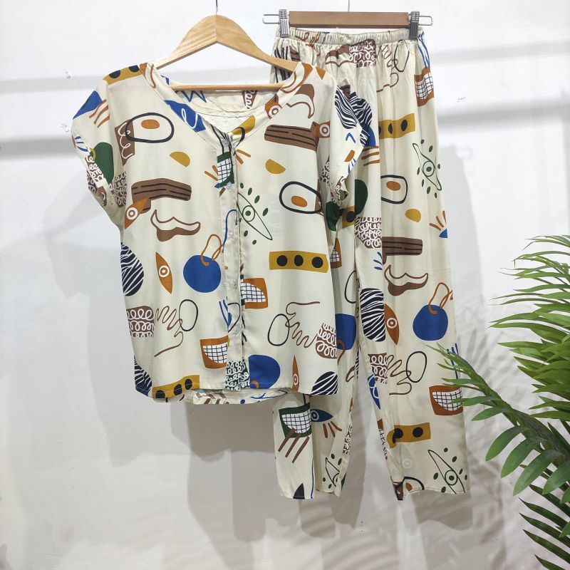 PIYAMA KANCING HITS PIYAMA KANCING BUSUI | PIYAMA RAYON | HOMEWEAR-NK L