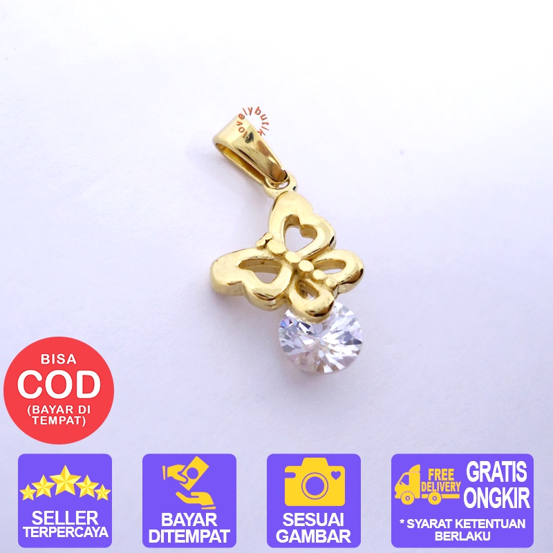 Lovelybutik -  Liontin Titanium Anti Karat Liontin Nancy Kupu Liontin Tanpa Kalung Wanita Titanium Warna Gold Silver