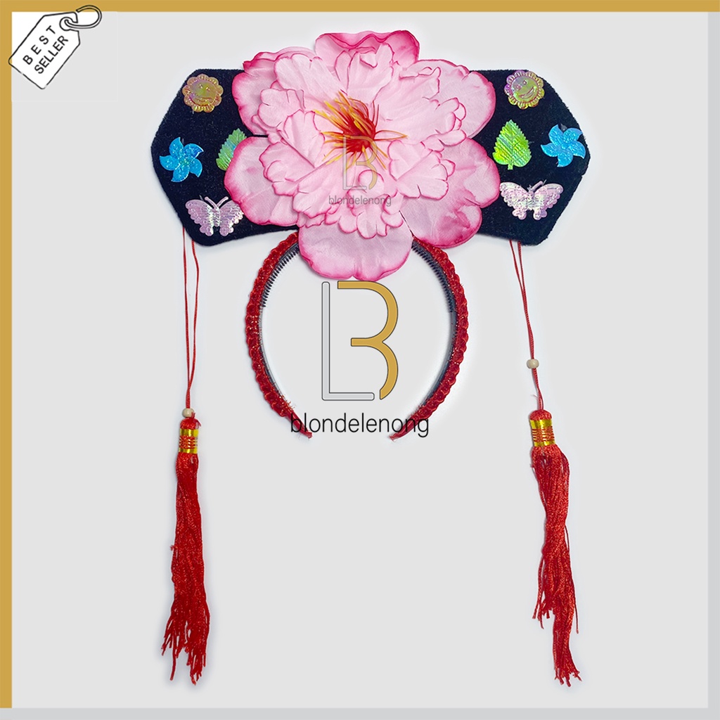 Bando Bandana Headband Cheongsam Congsam Kain Putri Huan Zhu Huanzhu Huanzu Pita Aksesoris Asesoris Fashion Rambut Model Imlek Cny Sincia Tahun Baru Cina China Korea Jepang Shio Kelinci 2023 Ukuran Size Anak Dewasa Bolak Balik 2 Dua Sisi Murah Kecil Besar