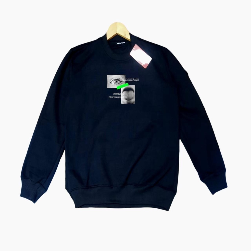 Basic Sweater warna navy Motif Simple Crewneck Pria Wanita / Sweater Crewneck Pria / Sweatshirt / COD / Fleece Tebal /