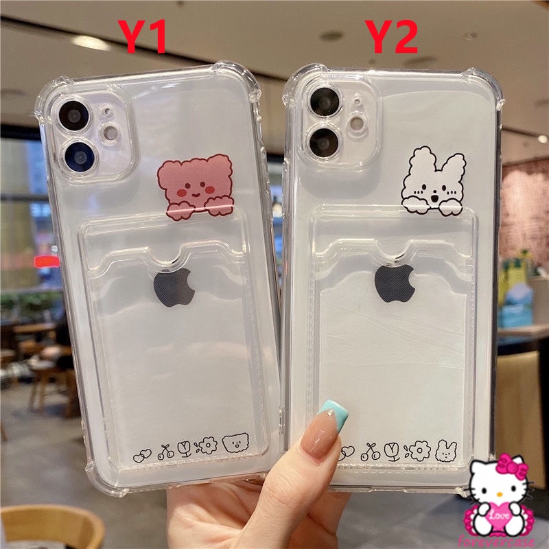 Soft Case Tpu Transparan Bumper Karet Shockproof Desain Kartun Kelinci Beruang Untuk Iphone 13 Pro Max 12 11 Pro Max X Xs Max Xr 8 7 Plus