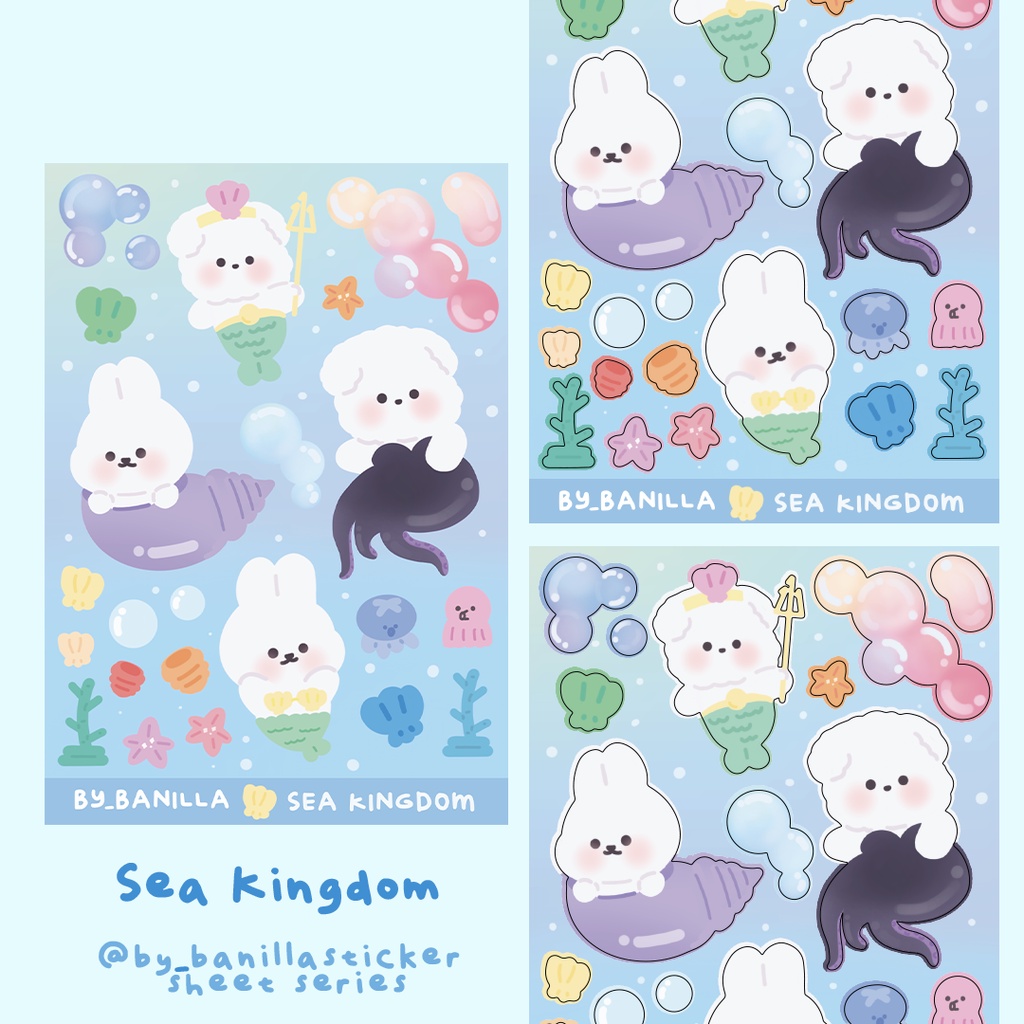 

Sea Kingdom sticker sheet vinyl glitter A6 by banilla