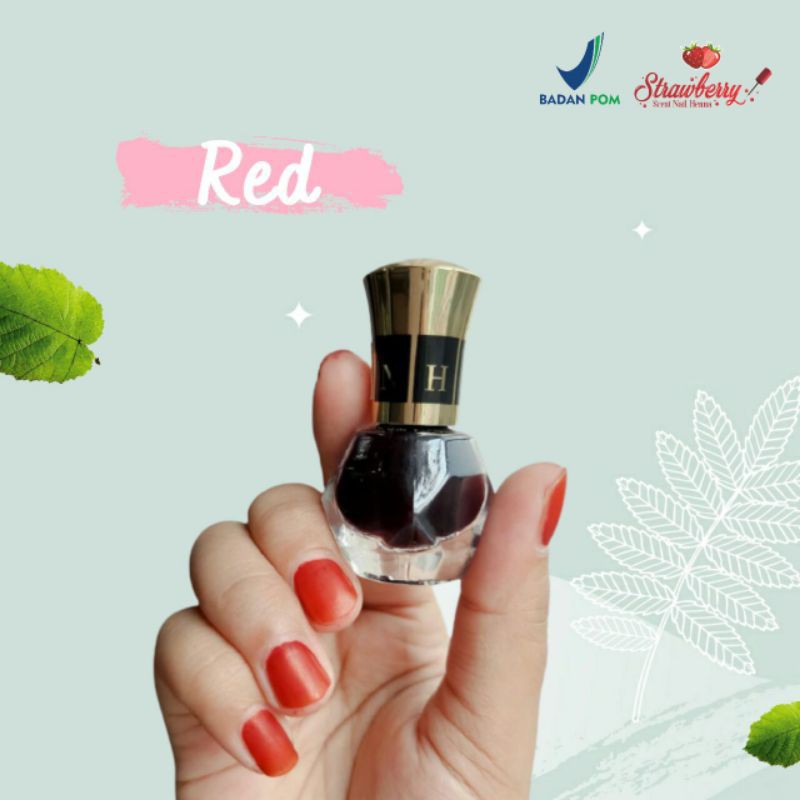 [ RED ] Kutek HENNA | Kutek Halal Wudhu Friendly Sah Sholat | Strawberry Nail Henna NHS