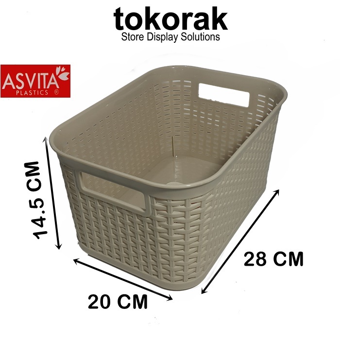 KERANJANG MANHATTAN BK284 ASVITA STORAGE BASKET KERANJANG PLASTIK SEGI