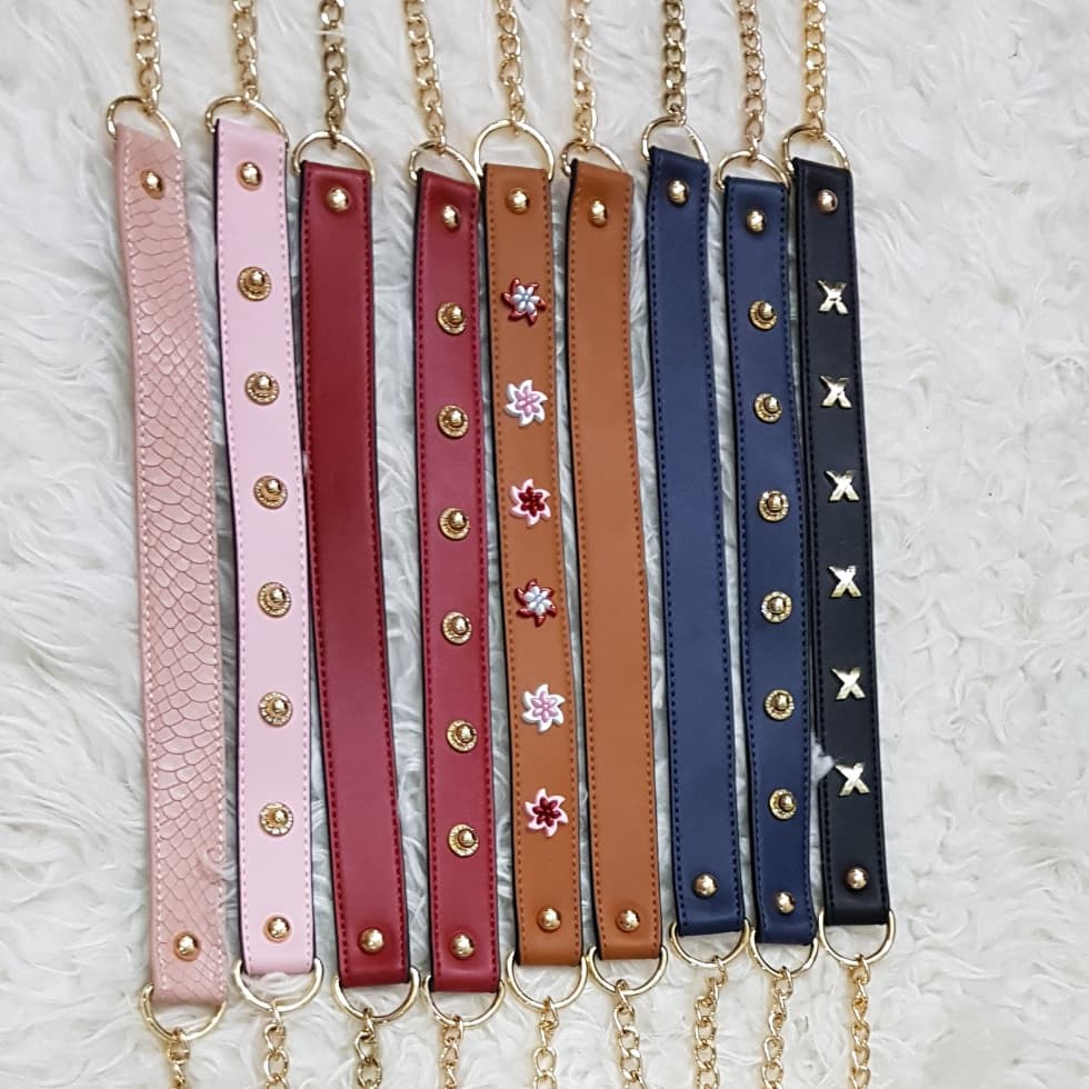 Chain with pu leather bag strap