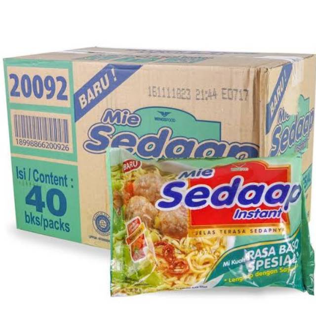 

NOODLES/MIE INSTANT SEDAP KUAH RASA BASO SPESIAL KEMASAN DUS ISI 40 PCS