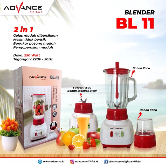 BLENDER KACA ADVANCE BL-11 / BLENDER 2 IN 1 KACA ADVANCE BL -11 original new