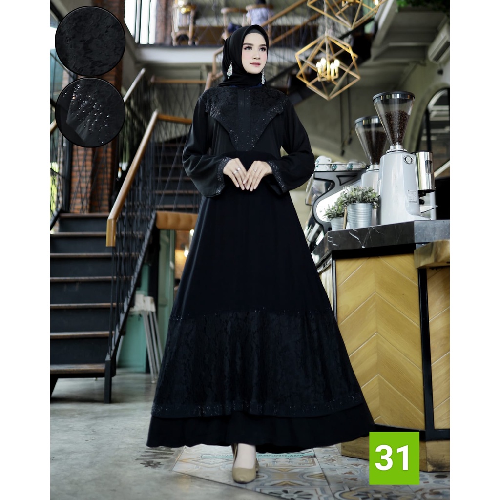 gamis arab/abaya hikmat kw/abaya arab/abaya turkey/long dress/COD/gamis hitam mewah terbaru elegant 