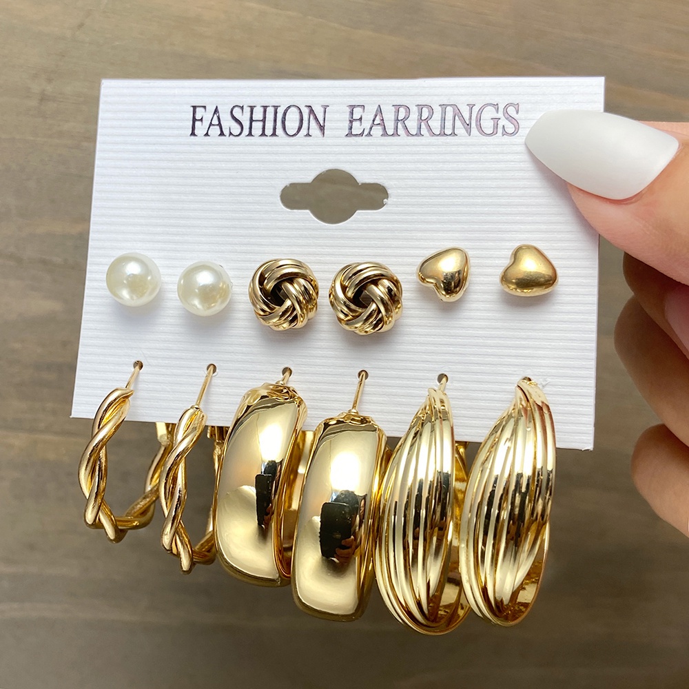 17KM Fashion Pearl Butterfly Earring Set Crystal Tassel Elegant Stud Earrings Gold Earrings Women Jewelry Accessories-35