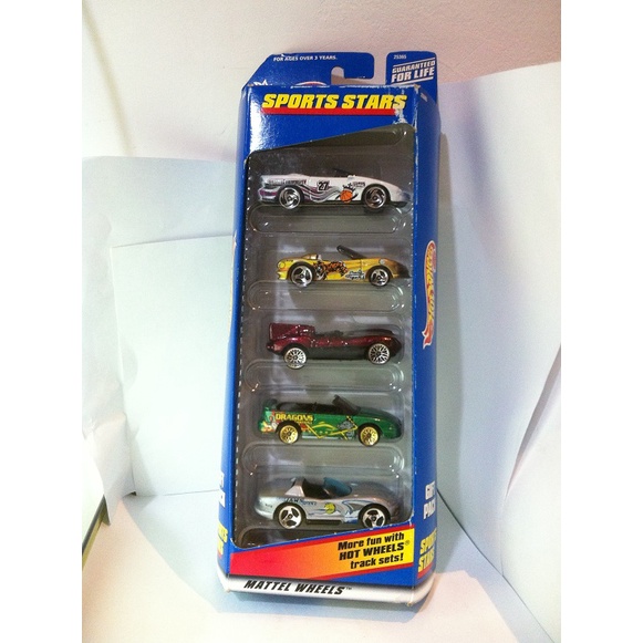 Hot Wheels Gift Pack. 2000 Sports Stars 5-Pack - Camaro Convertible-Corvette Stingray III-Jaguar D-T